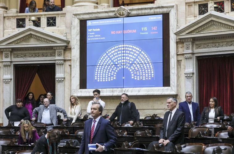 La sesión de este miércoles no se pudo desarrollar por falta de quórum. Foto: Noticias Argentinas