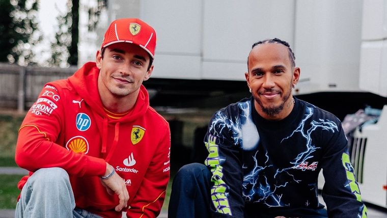 Leclerc y Hamilton, la dupla de Ferrari en 2025. Foto: @F1