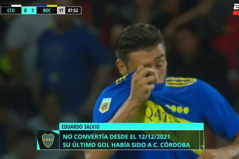 Salvio se emocionó tras su gol en Boca-Central Córdoba.