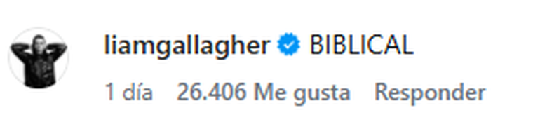 El comentario de Liam Gallagher que no pasó desapercibido. El comentario de Liam Gallagher que no pasó desapercibido.