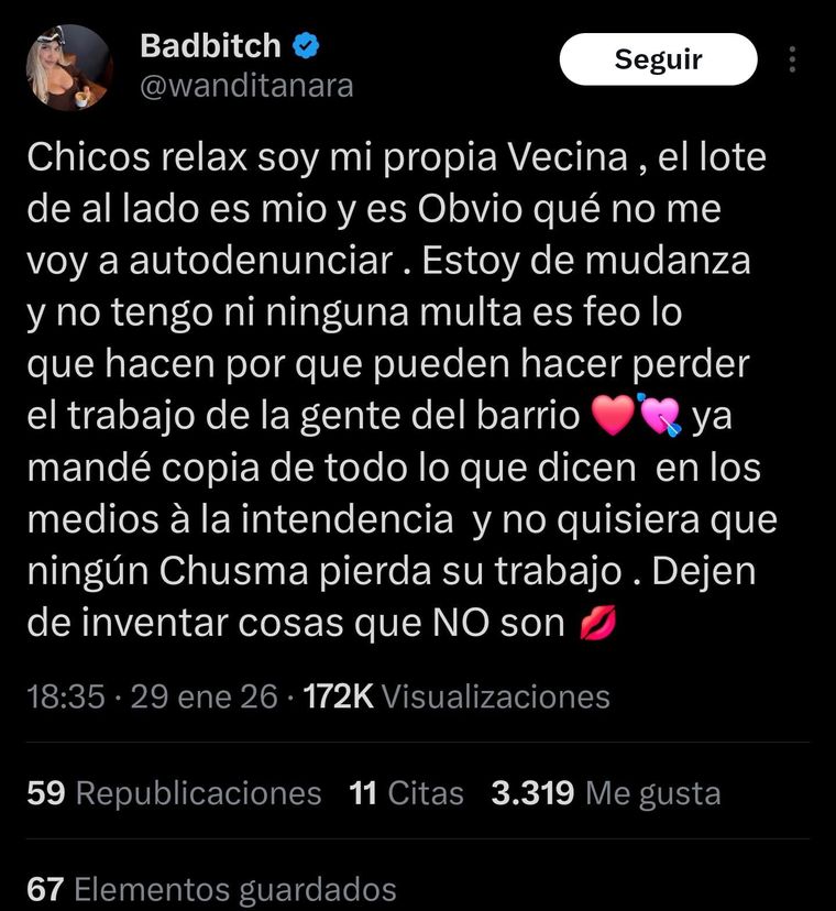 El descargo en redes sociales que hizo Wanda Nara. El descargo en redes sociales que hizo Wanda Nara.