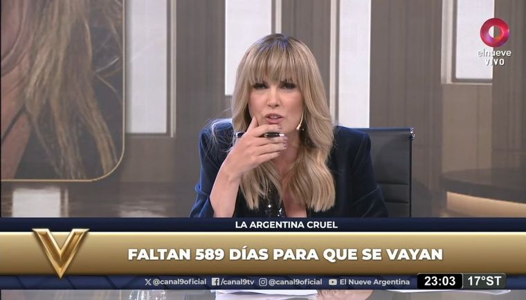 Viviana Canosa apuntó contra Javier Milei en su vuelta a la televisión. Foto: captura de video El Nueve.