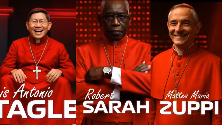 En el video, se pueden ver los reconocidos cardenales Tagle, Sarah y Zuppi Foto: X