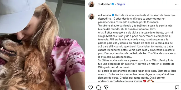 El emotivo posteo en Instagram recibió miles de mensajes de apoyo ante la dolorosa pérdida familiar. El emotivo posteo en Instagram recibió miles de mensajes de apoyo ante la dolorosa pérdida familiar.