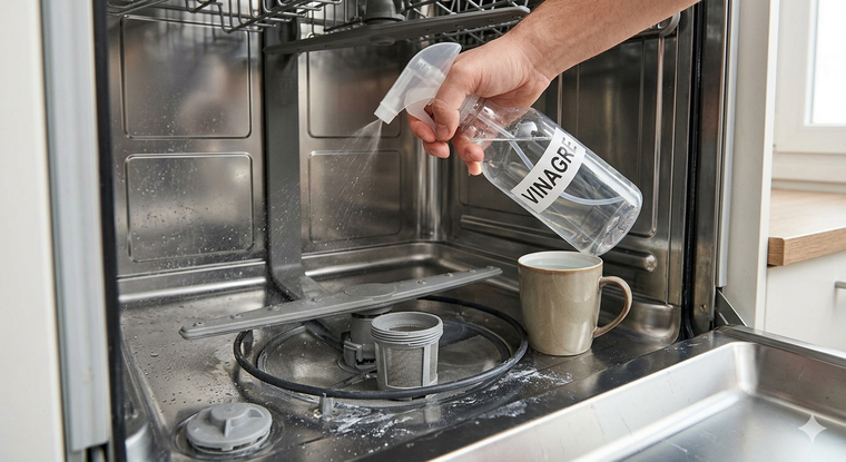 Rociar las paredes internas y sumar una taza con vinagre en la bandeja superior: la fórmula exacta para arrasar con el sarro y la grasa acumulada. Foto: Gemini IA Rociar las paredes internas y sumar una taza con vinagre en la bandeja superior: la fórmula exacta para arrasar con el sarro y la grasa acumulada. Foto: Gemini IA