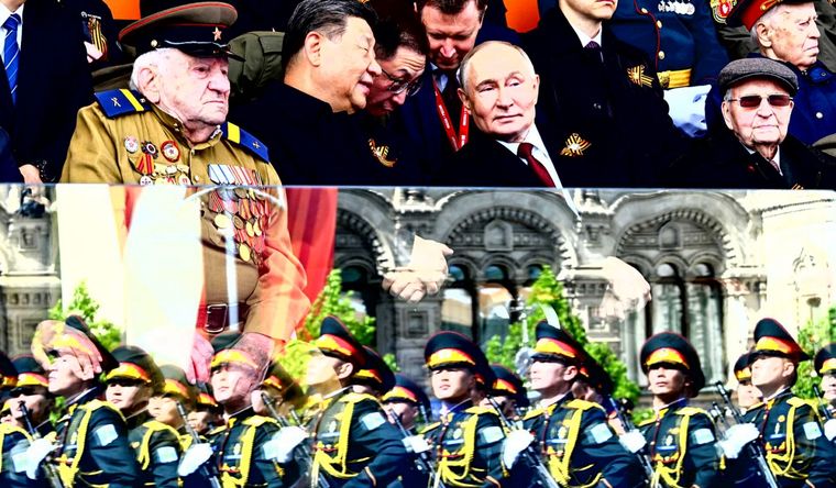 Putin junto a Xi Jinping, hoy, en el Día de la Victoria, en Moscú. Foto: Efe.