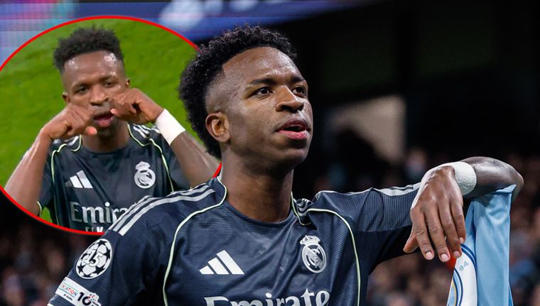 Vinícius provocó a los hinchas del City luego de marcar con el Real Madrid.