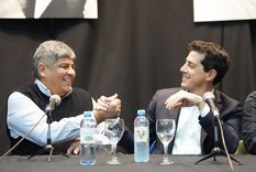 De Pedro con Pablo Moyano en el encuentro de hoy Foto: WhatsApp