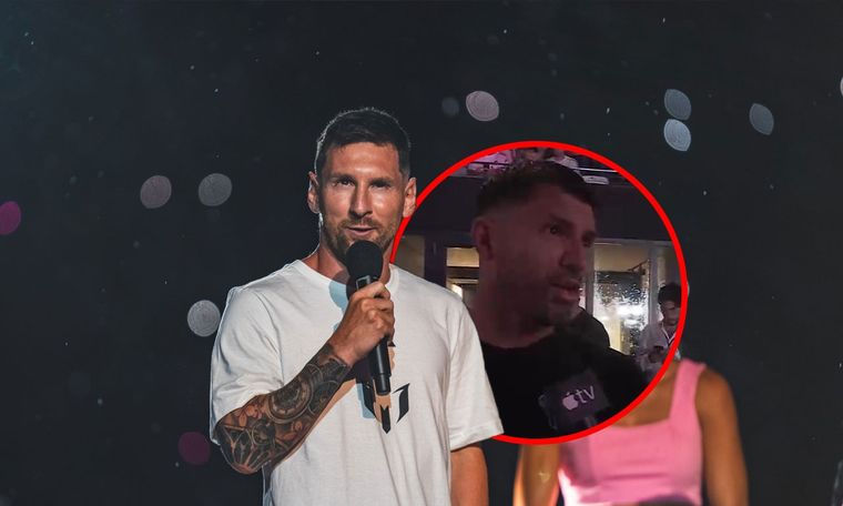 El Kun Agüero estuvo presente en la presentación de Lionel Messi en Inter Miami.
