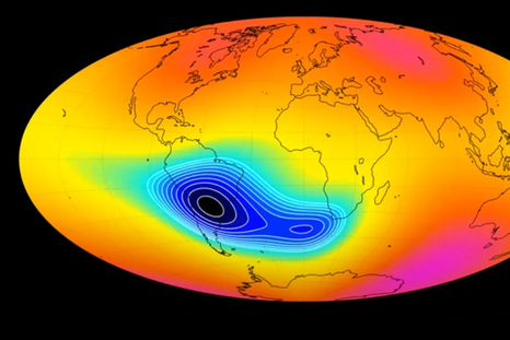 La Anomalía del Atlántico Sur se expandió notablemente entre 2014 y 2025, debilitando el campo magnético sobre Sudamérica.