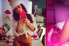 despues de un largo dia laboral, panza arriba con la tanga