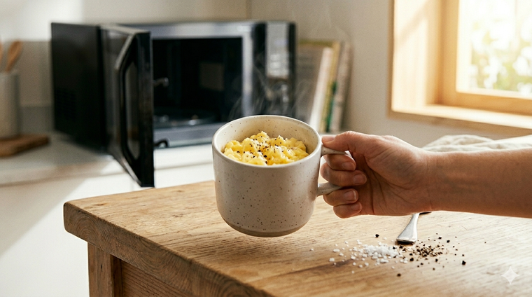 Cocinar huevos en microondas es una de las tendencias más prácticas en cocina. Foto: Gemini IA