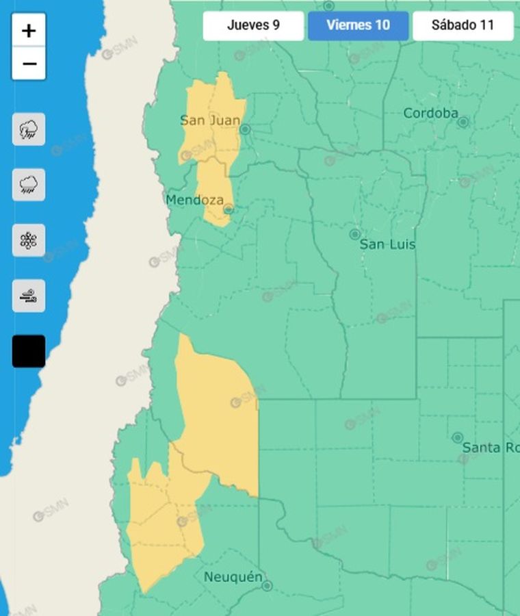 El SMN emitió un alerta por viento Zonda para este viernes. El SMN emitió un alerta por viento Zonda para este viernes.