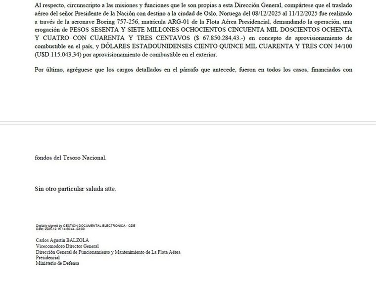 Acceso a la información publica brindó detalles de los gastos del Gobierno en su viaje a Oslo, Noruega. Acceso a la información publica brindó detalles de los gastos del Gobierno en su viaje a Oslo, Noruega.