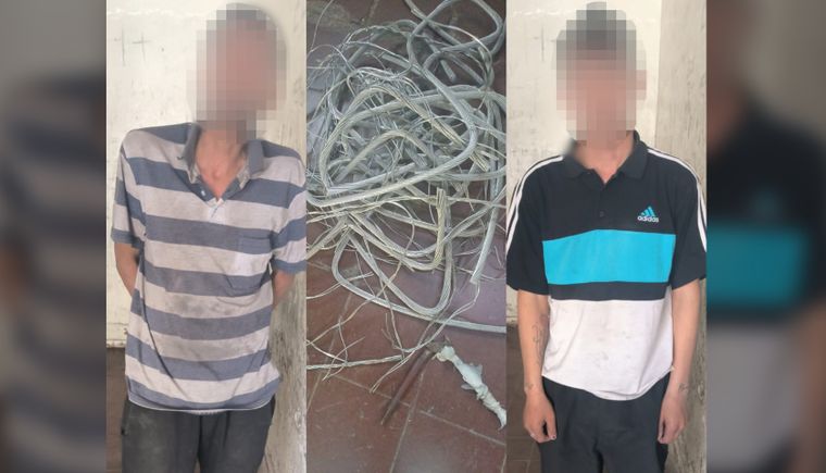 Los dos sospechosos detenidos por el robo de cables en Las Heras.&nbsp;