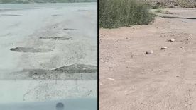 Baches y piedras en calle Nicolás Serpa y Acceso Este. Baches y piedras en calle Nicolás Serpa y Acceso Este.