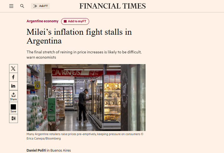 El artículo del Financial Times, firmada por Daniel Politi. El artículo del Financial Times, firmada por Daniel Politi.