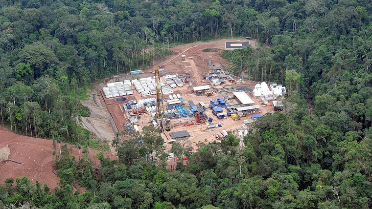 Vista aérea del campo de exploración de gas de Mipaya, dirigido por la empresa Pluspetrol, el 18 de mayo de 2011.
