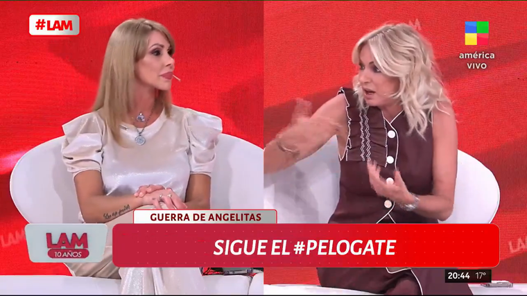 El cruce entre Yanina Latorre y Mónica Farro tuvo un sorpresivo final. Foto: captura de video/ América TV. El cruce entre Yanina Latorre y Mónica Farro tuvo un sorpresivo final. Foto: captura de video/ América TV.