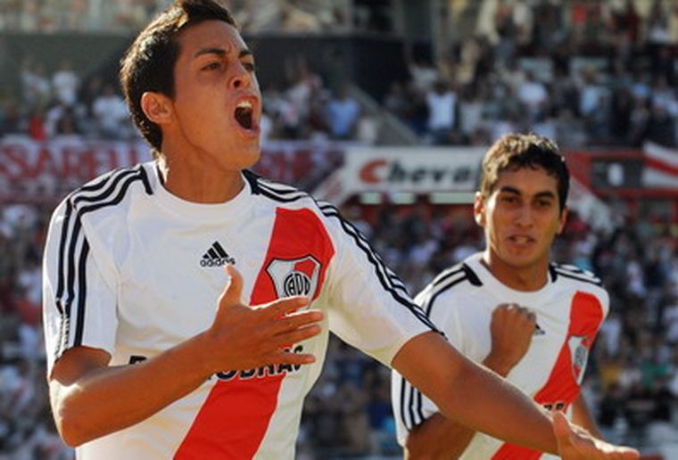 Funes Mori festeja el primer gol de River. Funes Mori festeja el primer gol de River.