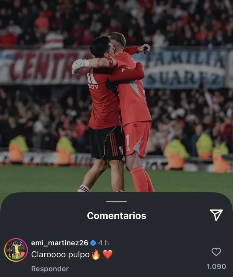 El comentario del Dibu Martínez a Franco Armani tras ser la figura ante Libertad. El comentario del Dibu Martínez a Franco Armani tras ser la figura ante Libertad.