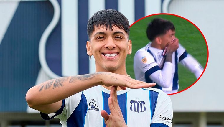 Galarza festejó con furia el gol a Boca en la tanda de penales. Foto: Prensa Talleres y captura TyC Sports