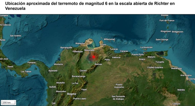 El terremoto en Venezuela fue de magnitud 6 en la escala abierta de Richter. Foto Dpa
