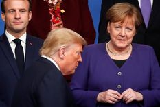 Emmanuel Macron, Donald Trump y Angela Merkel. Foto: RT