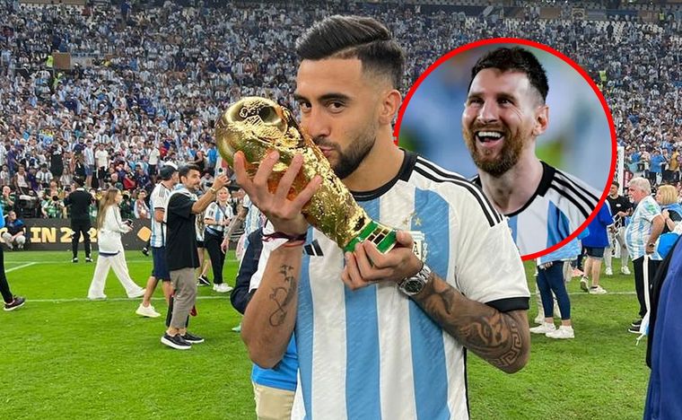 Nicolás Gónzalez habló con Messi para quedarse en Qatar tras su lesión. Foto: MDZ