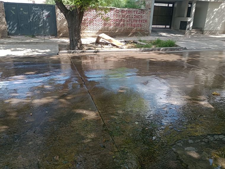 La perdida de agua ha inundado la calle y los vecinos no tienen respuesta Foto: Gentileza