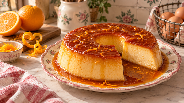 Así se hace flan con caramelo de naranja ¡sin azúcar! 100% cremoso y exquisito