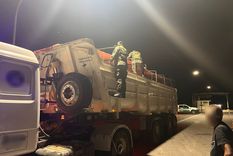 El operativo en la ruta 141, donde fue interceptado el camión en San Juan.&nbsp;