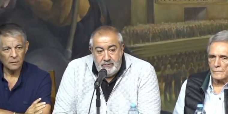 Héctor Daer en la conferencia de la CGT por el paro de este jueves 10 de abril. Foto: Captura de video