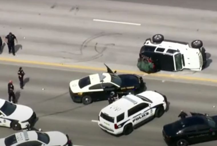 Vuelco El sospechoso terminó dado vuelta.