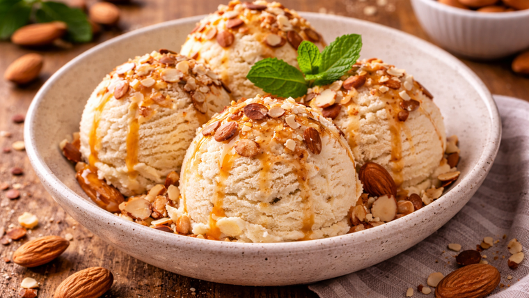 Las almendras son ricas en grasas saludables y aportan cremosidad a esta receta.