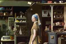 Expansión del cuadro La joven de la perla de Johannes Vermeer, usando DALL.E 2 Foto: OpenAI