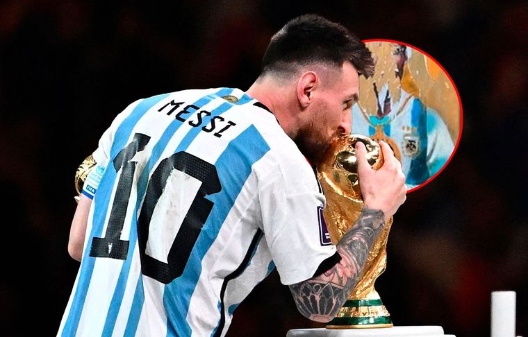 En Barcelona vandalizaron un mural de Messi con la Copa del Mundo.