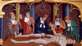 Ilustración medieval de una autopsia realizada en la edad media. Del manuscrito francés Las propiedades de las cosas de Bartholomaeus Anglicus, finales del siglo XV. Foto: GETTY IMAGES Foto: GETTY IMAGES