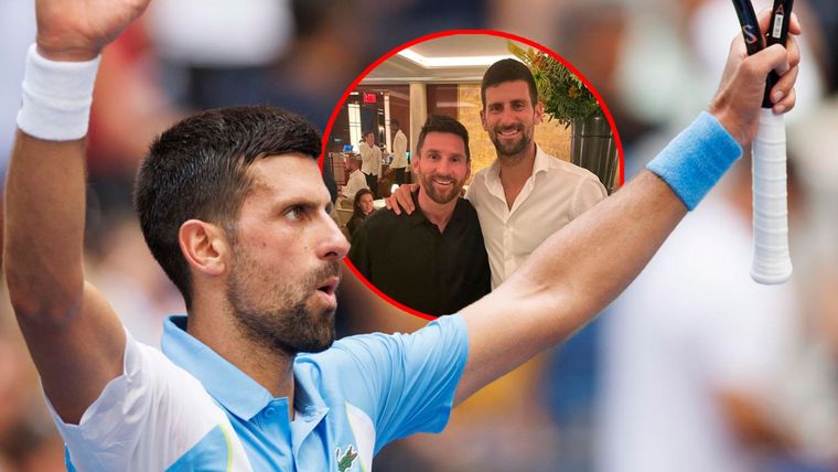 Djokovic recordó su encuentro con Messi en Nueva York tras su victoria en el US Open Foto: EFE
