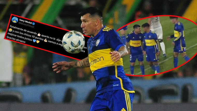 Gary Medel se refirió a la polémica del partido de Boca por el cruce con Delgado. Foto: Fotobaires, @MedelPitbull y captura TV