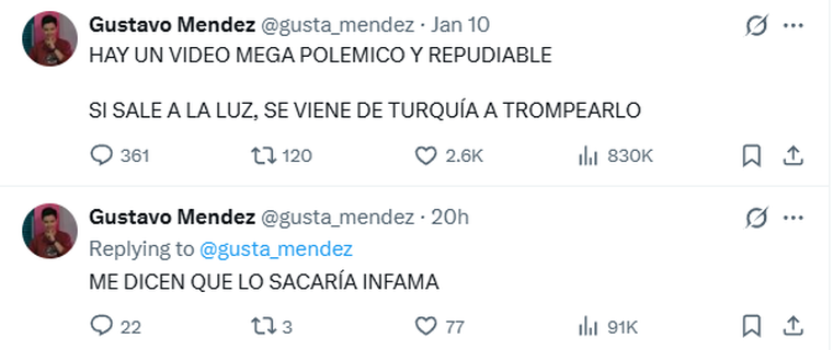Gustavo Méndez en X. Créditos: Captura Gustavo Méndez en X. Créditos: Captura