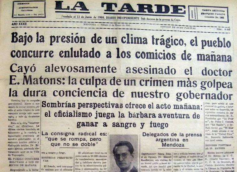 diario tarde elecciones 1941 asesinato radicales