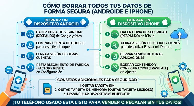 Realizar una copia de seguridad permite conservar fotograf&iacute;as, contactos, mensajes y documentos antes de borrar completamente el tel&eacute;fono.