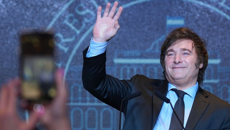 Milei Javier Milei ganó la elección y comienza a buscar dirigentes para su gobierno. Crédito: NA Foto: Noticias Argentinas