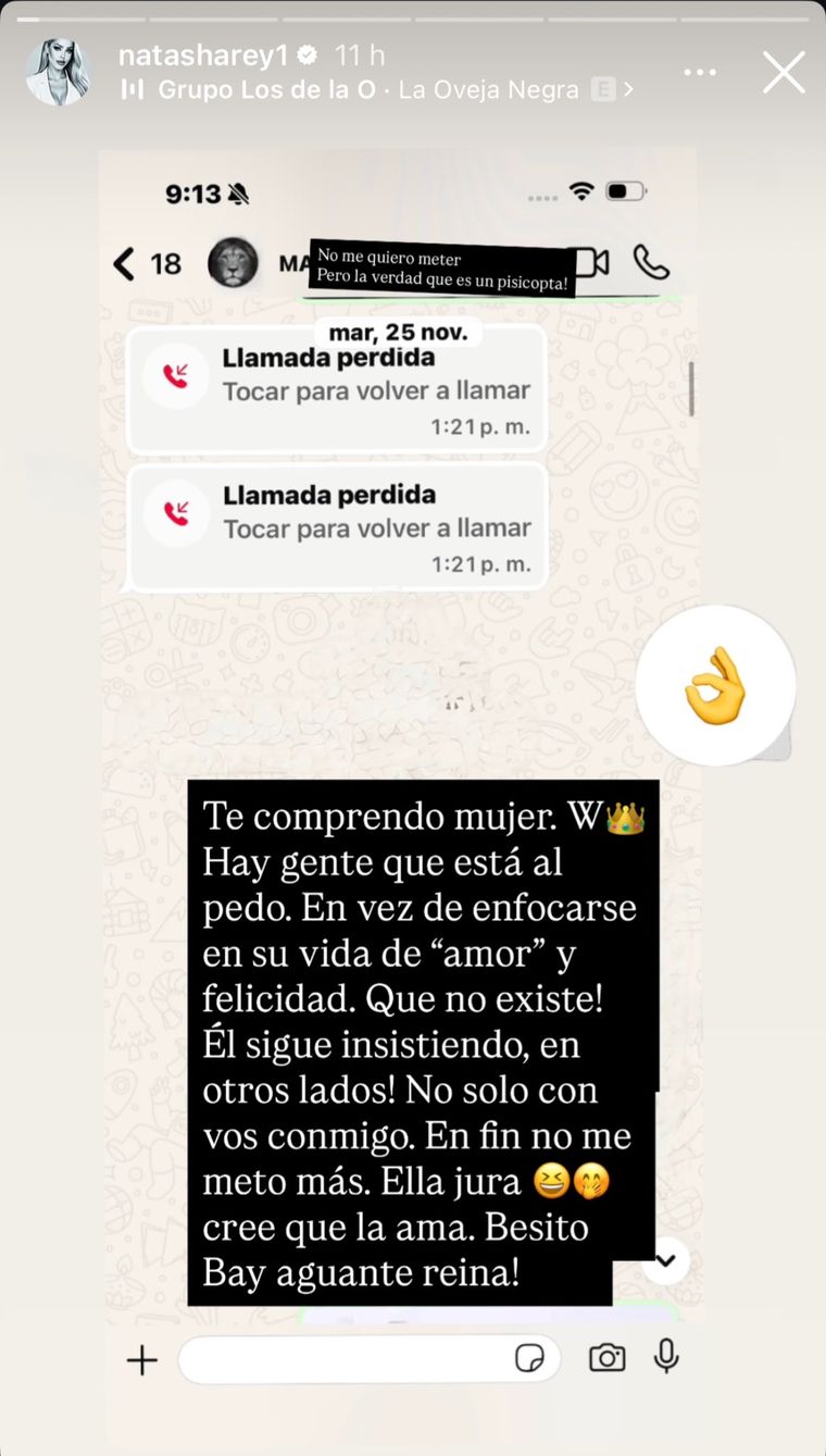 Los mensajes de Natasha. Créditos: Instagram Los mensajes de Natasha. Créditos: Instagram