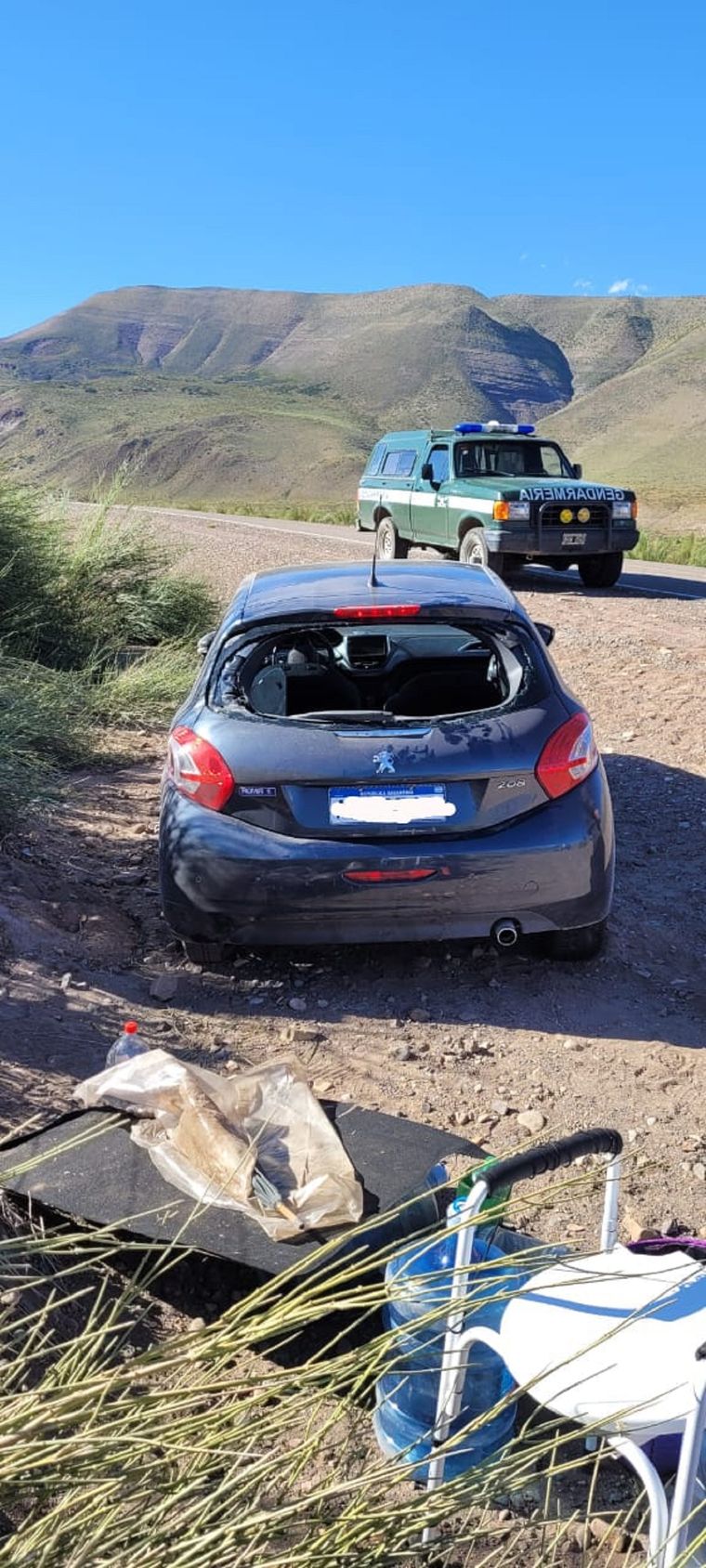 El coche involucrado en el accidente Foto: Gendarmería Nacional