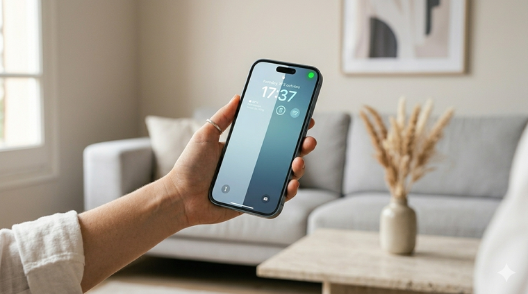 Los puntos verde y naranja del celular funcionan como alertas de privacidad para cámara y micrófono. Foto: Gemini IA