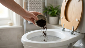 El truco con café para el inodoro. Fuente. IA Gemini. El truco con café para el inodoro. Fuente. IA Gemini.