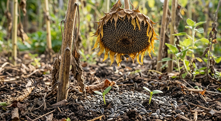 No hay que cortar la flor seca del girasol. Fuente: IA Gemini. No hay que cortar la flor seca del girasol. Fuente: IA Gemini.