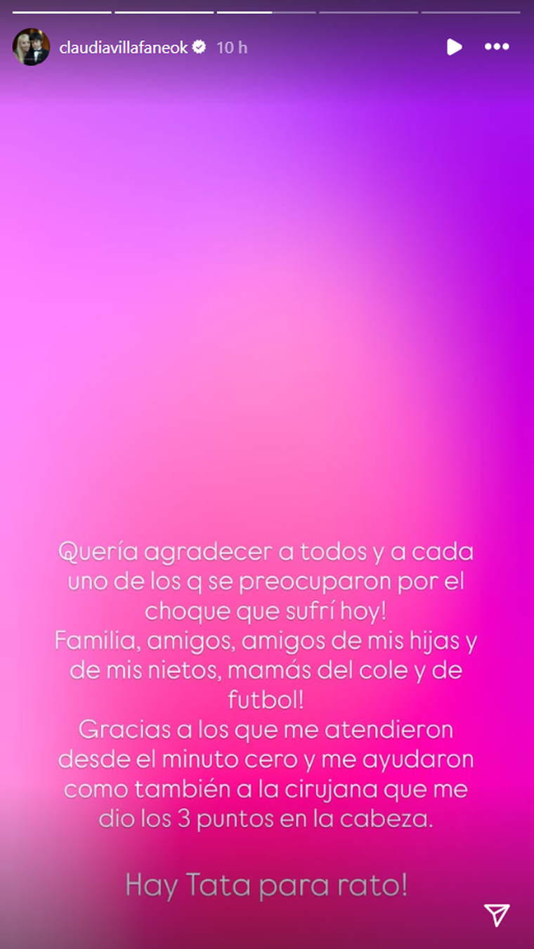 Claudia Villafañe llevó tranquilidad tras el accidente. Foto: captura de pantalla Instagram/ @claudiavillafaneok. Claudia Villafañe llevó tranquilidad tras el accidente. Foto: captura de pantalla Instagram/ @claudiavillafaneok. 